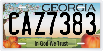 GA license plate CAZ7383