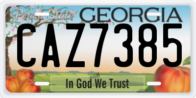 GA license plate CAZ7385