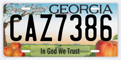 GA license plate CAZ7386