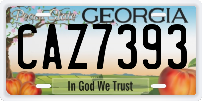 GA license plate CAZ7393