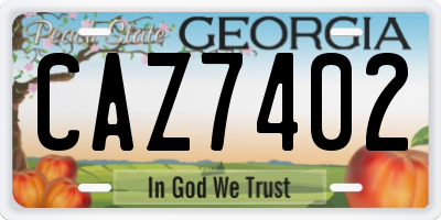 GA license plate CAZ7402