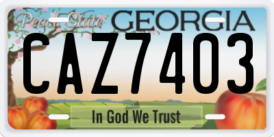 GA license plate CAZ7403