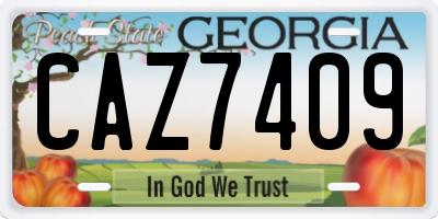 GA license plate CAZ7409