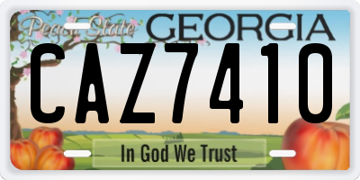 GA license plate CAZ7410