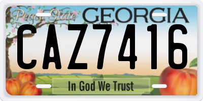 GA license plate CAZ7416