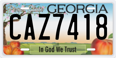 GA license plate CAZ7418