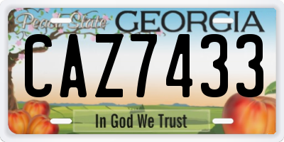 GA license plate CAZ7433