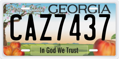GA license plate CAZ7437