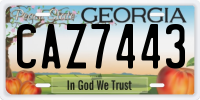 GA license plate CAZ7443