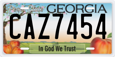 GA license plate CAZ7454