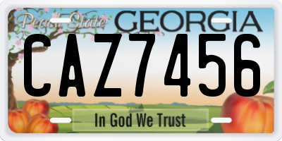 GA license plate CAZ7456