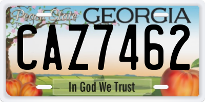 GA license plate CAZ7462