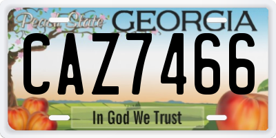 GA license plate CAZ7466