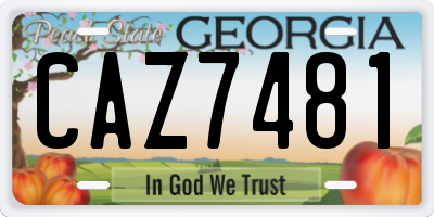 GA license plate CAZ7481