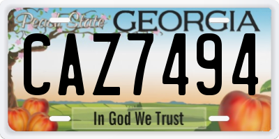 GA license plate CAZ7494