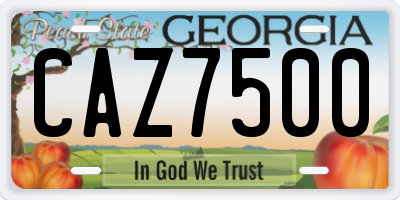 GA license plate CAZ7500