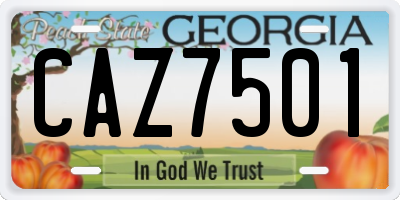 GA license plate CAZ7501