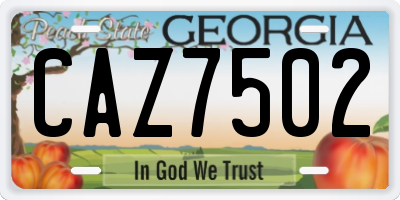 GA license plate CAZ7502