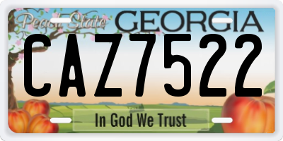 GA license plate CAZ7522