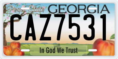 GA license plate CAZ7531