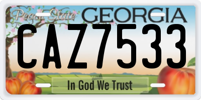 GA license plate CAZ7533