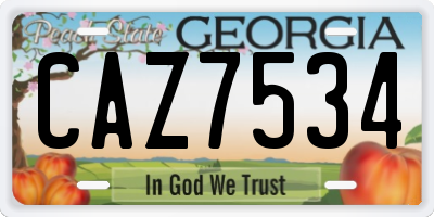 GA license plate CAZ7534