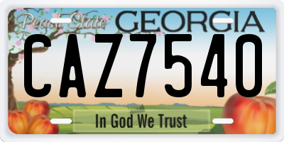 GA license plate CAZ7540