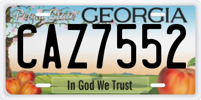 GA license plate CAZ7552