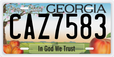 GA license plate CAZ7583