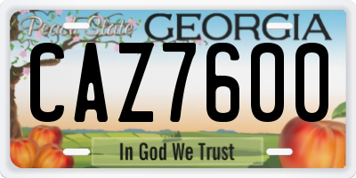 GA license plate CAZ7600