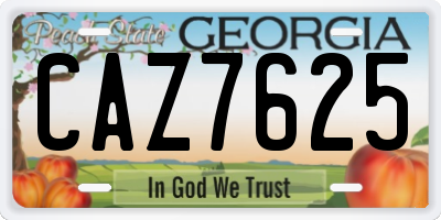 GA license plate CAZ7625