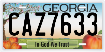 GA license plate CAZ7633