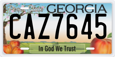 GA license plate CAZ7645