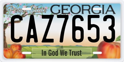 GA license plate CAZ7653