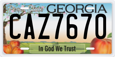 GA license plate CAZ7670