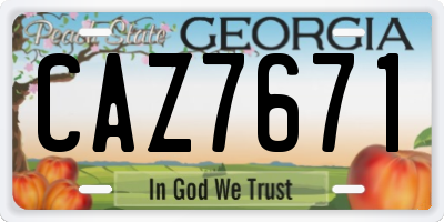 GA license plate CAZ7671