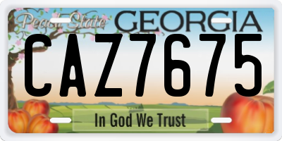 GA license plate CAZ7675