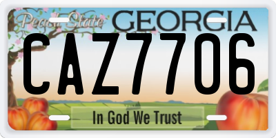 GA license plate CAZ7706