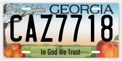 GA license plate CAZ7718