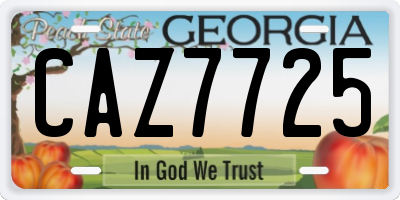 GA license plate CAZ7725
