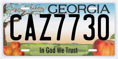 GA license plate CAZ7730