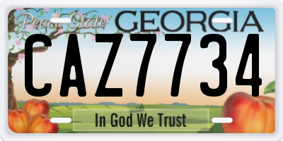 GA license plate CAZ7734