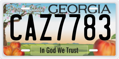 GA license plate CAZ7783