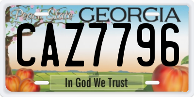 GA license plate CAZ7796
