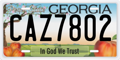 GA license plate CAZ7802