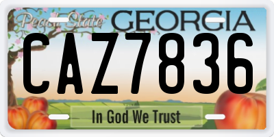 GA license plate CAZ7836
