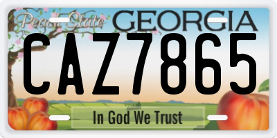 GA license plate CAZ7865