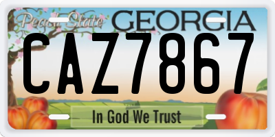 GA license plate CAZ7867