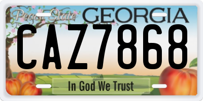 GA license plate CAZ7868