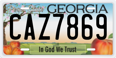 GA license plate CAZ7869